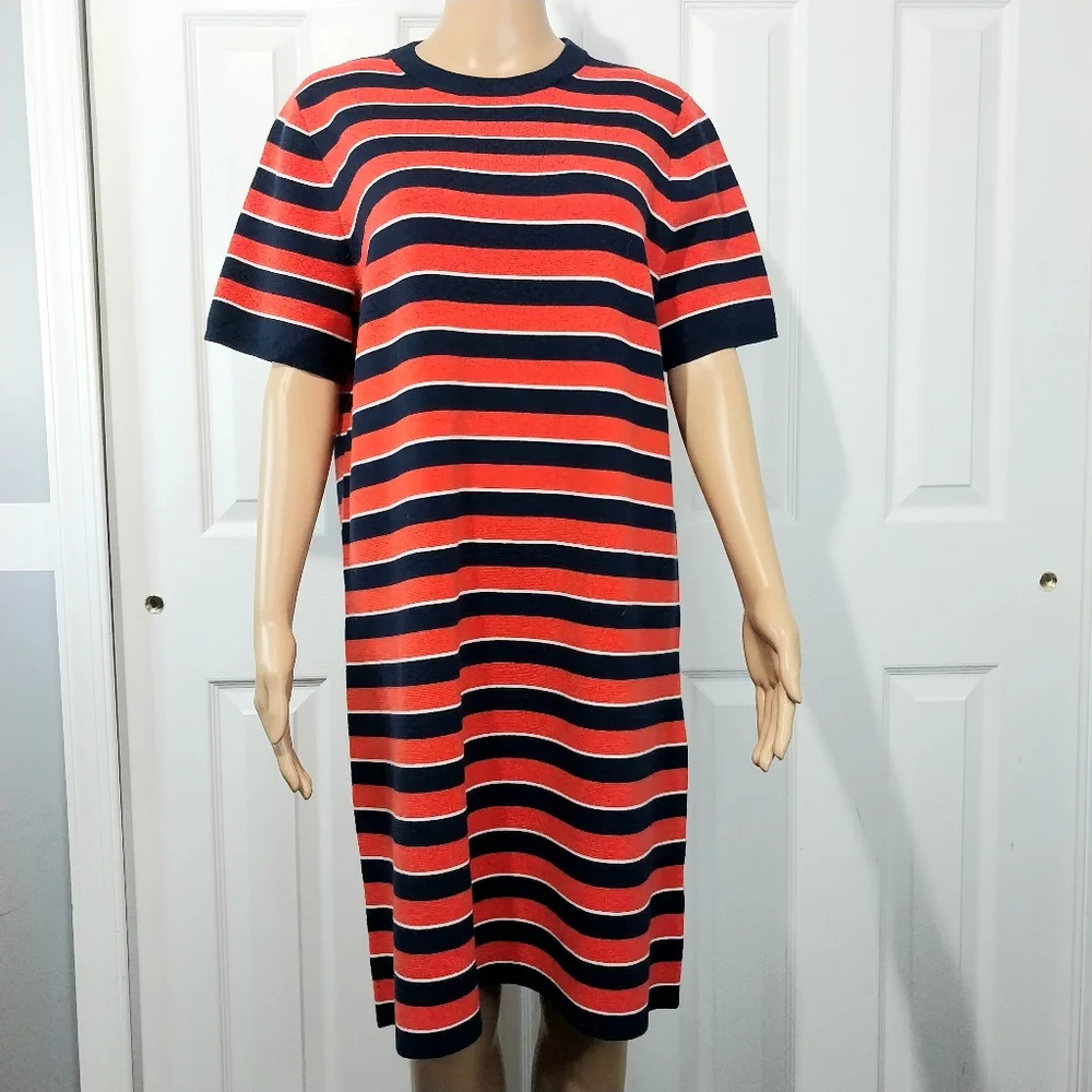 J.Crew Stripe Short Sleeve Merino Wool Sweater Dress, Size L - Picture 8 of 10